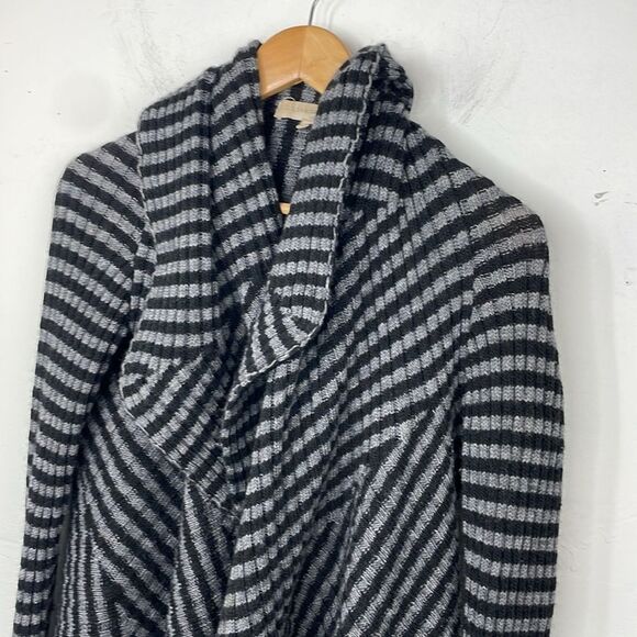 Lineamaglia Sweater Cardigan Waterfall open front Black & Gray Stripes Medium - Picture 3 of 14